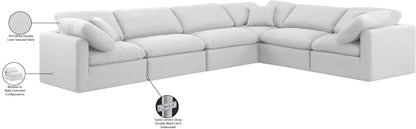 Luxus White Linen Textured Fabric Modular Sectional Sec6A