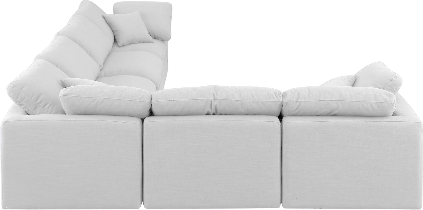 luxus white linen textured fabric modular sectional sec6a