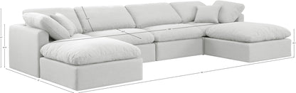 Luxus White Linen Textured Fabric Modular Sectional Sec6B