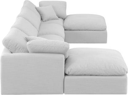 Luxus White Linen Textured Fabric Modular Sectional Sec6B