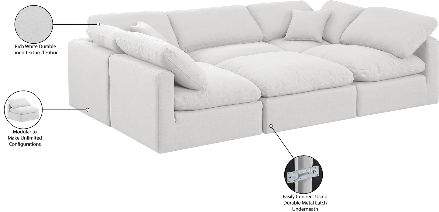 luxus white linen textured fabric modular sectional sec6c