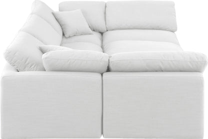 Luxus White Linen Textured Fabric Modular Sectional Sec6C