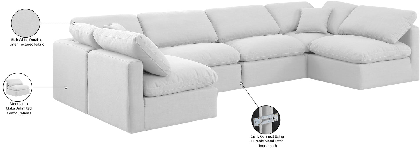 luxus white linen textured fabric modular sectional sec6d