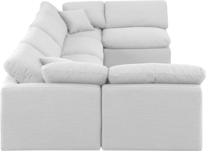 Luxus White Linen Textured Fabric Modular Sectional Sec6D