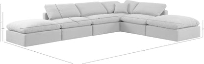 Luxus White Linen Textured Fabric Modular Sectional Sec6E