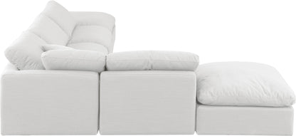 Luxus White Linen Textured Fabric Modular Sectional Sec6E