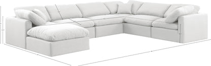 Luxus White Linen Textured Fabric Modular Sectional Sec7A