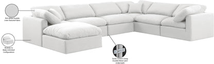 Luxus White Linen Textured Fabric Modular Sectional Sec7A