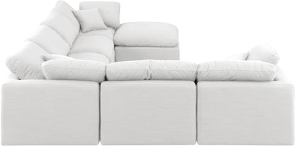 Luxus White Linen Textured Fabric Modular Sectional Sec7A