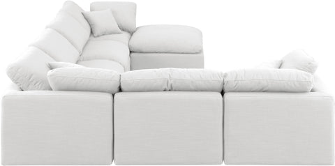 Luxus White Linen Textured Fabric Modular Sectional Sec7A