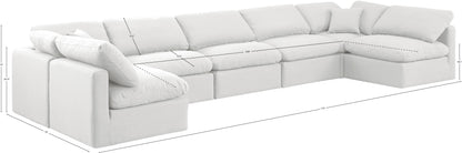 Luxus White Linen Textured Fabric Modular Sectional Sec7B