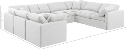 Luxus White Linen Textured Fabric Modular Sectional Sec8A