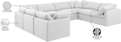 Luxus White Linen Textured Fabric Modular Sectional Sec8A