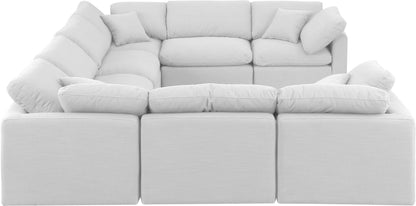 Luxus White Linen Textured Fabric Modular Sectional Sec8A