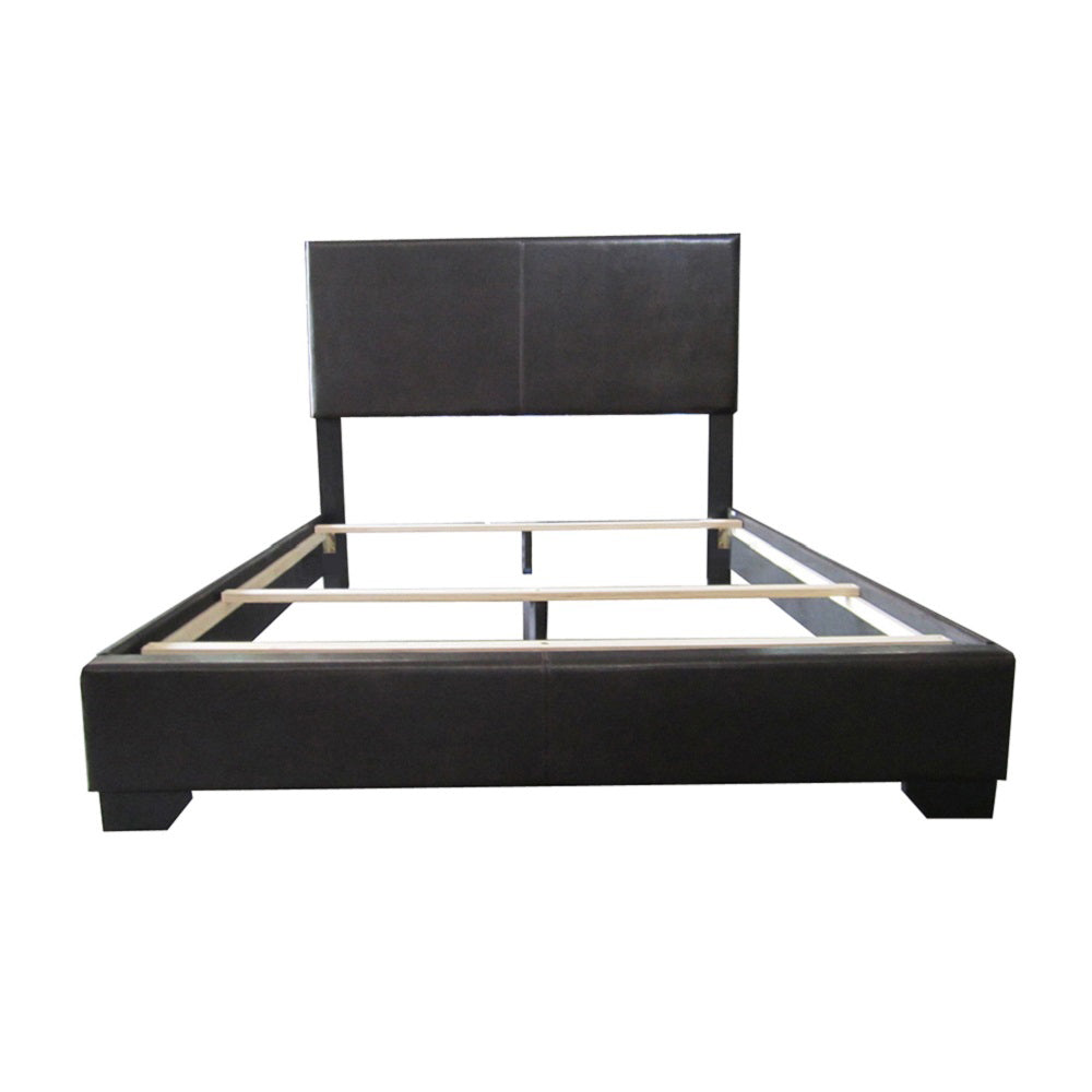 adonis iii full bed, black synthetic leather