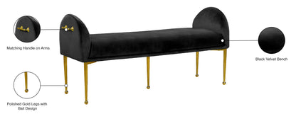 Lana Black Velvet Bench Black