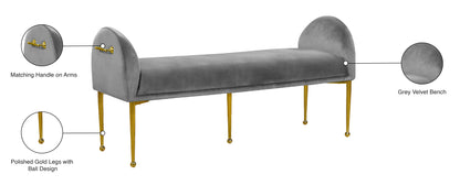 Lana Grey Velvet Bench Grey