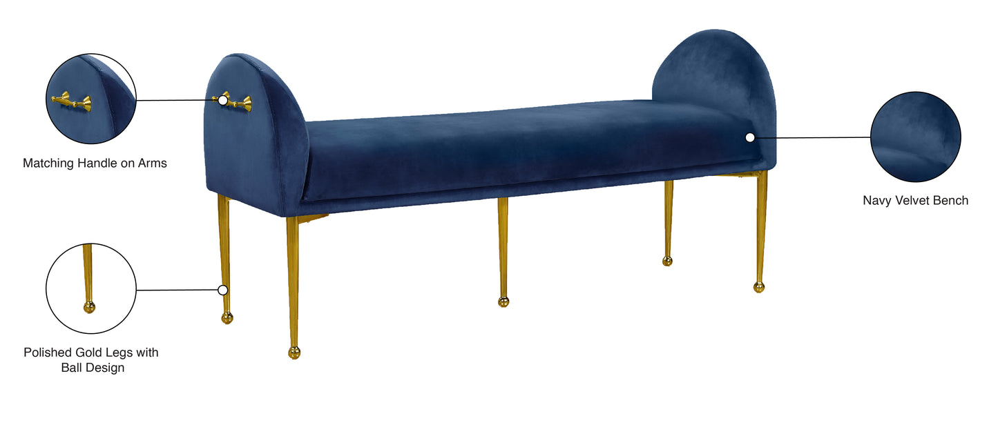 lana navy velvet bench navy