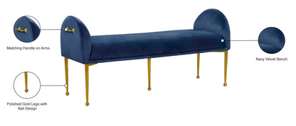 Lana Navy Velvet Bench Navy