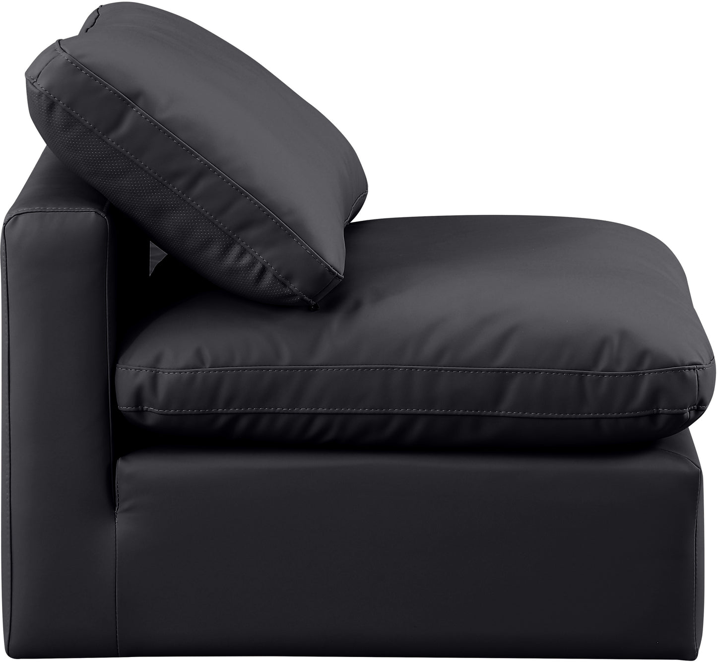 luxus black faux leather armless chair armless