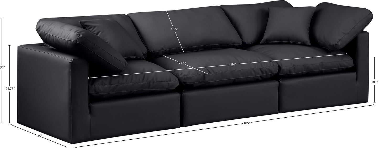 luxus black faux leather modular sofa s105