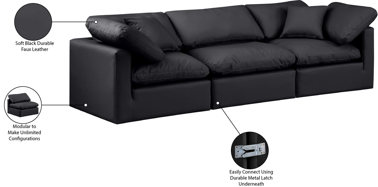 luxus black faux leather modular sofa s105