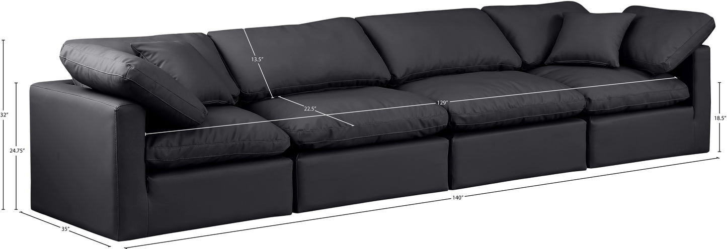 luxus black faux leather modular sofa s140