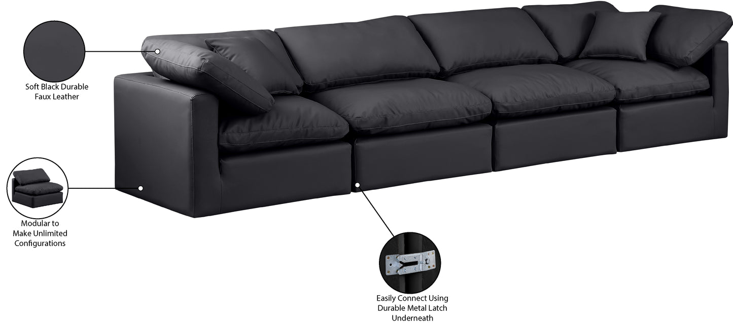 luxus black faux leather modular sofa s140