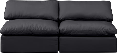 Sloane 70" Vegan Leather Upholstered Armless Loveseat, 2-Piece