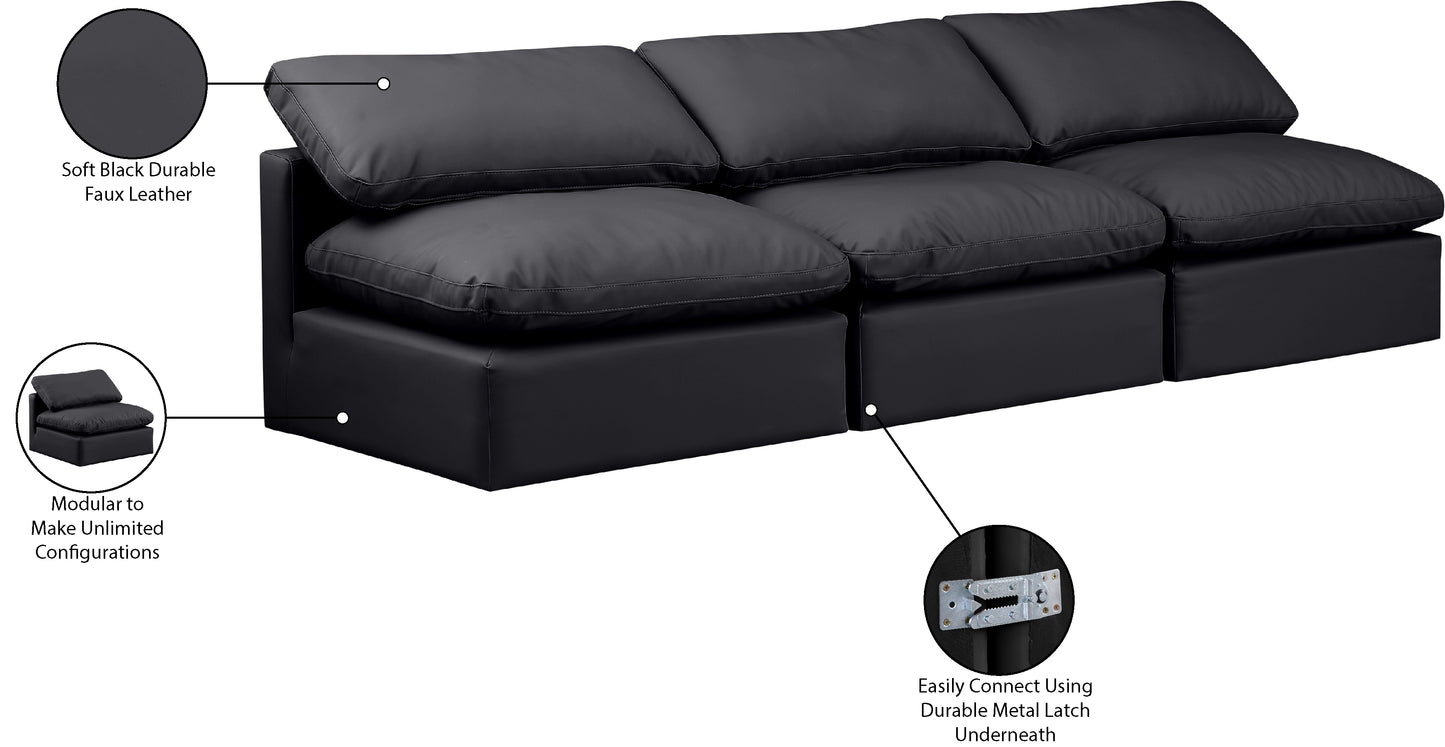 luxus black faux leather modular sofa s3