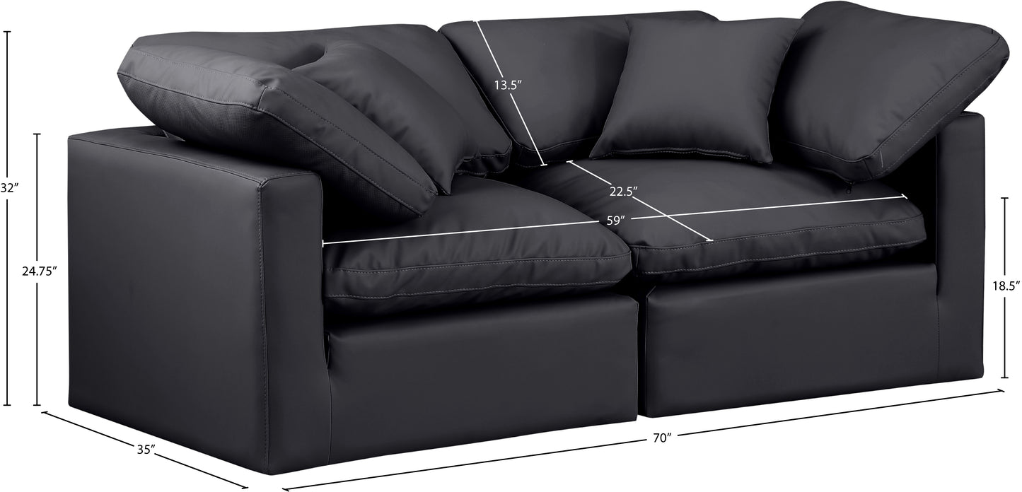 luxus black faux leather modular sofa s70