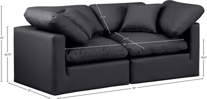 Luxus Black Faux Leather Modular Sofa S70