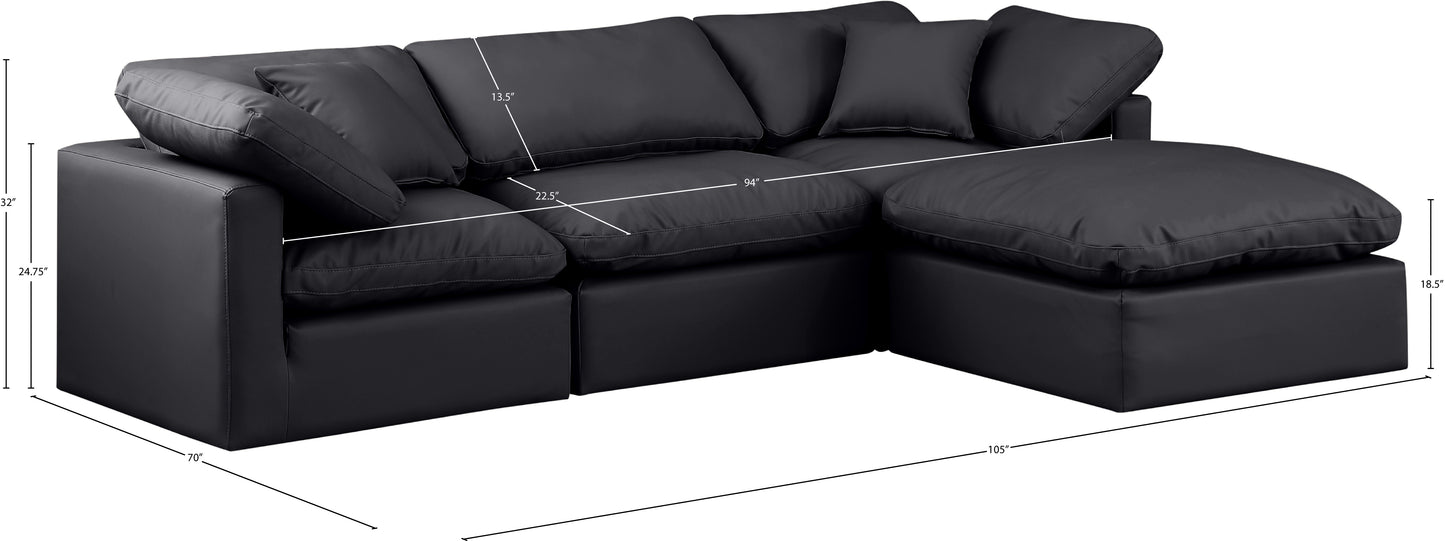 luxus black faux leather modular sectional sec4a