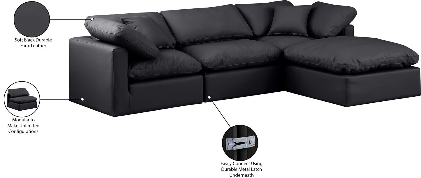 luxus black faux leather modular sectional sec4a