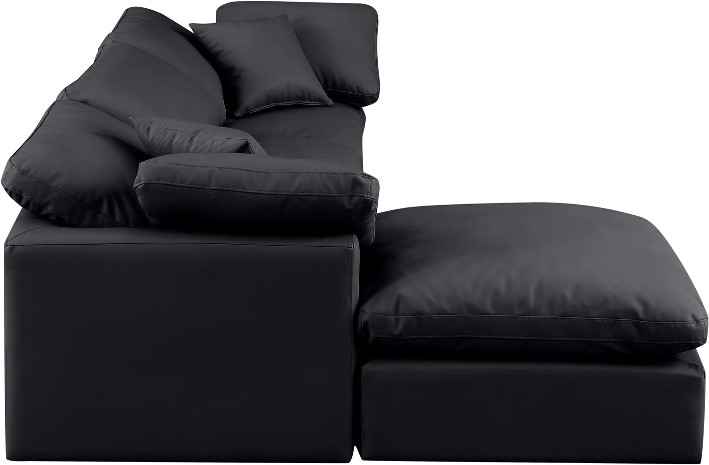 luxus black faux leather modular sectional sec4a