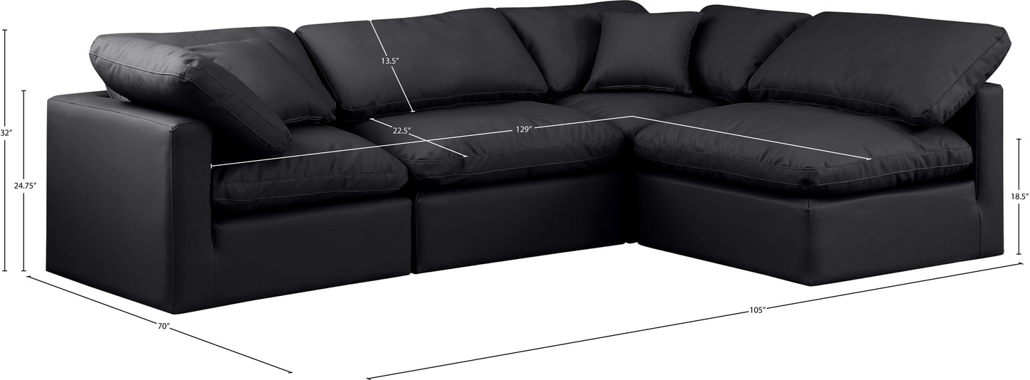 luxus black faux leather modular sectional sec4b