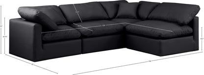 Luxus Black Faux Leather Modular Sectional Sec4B