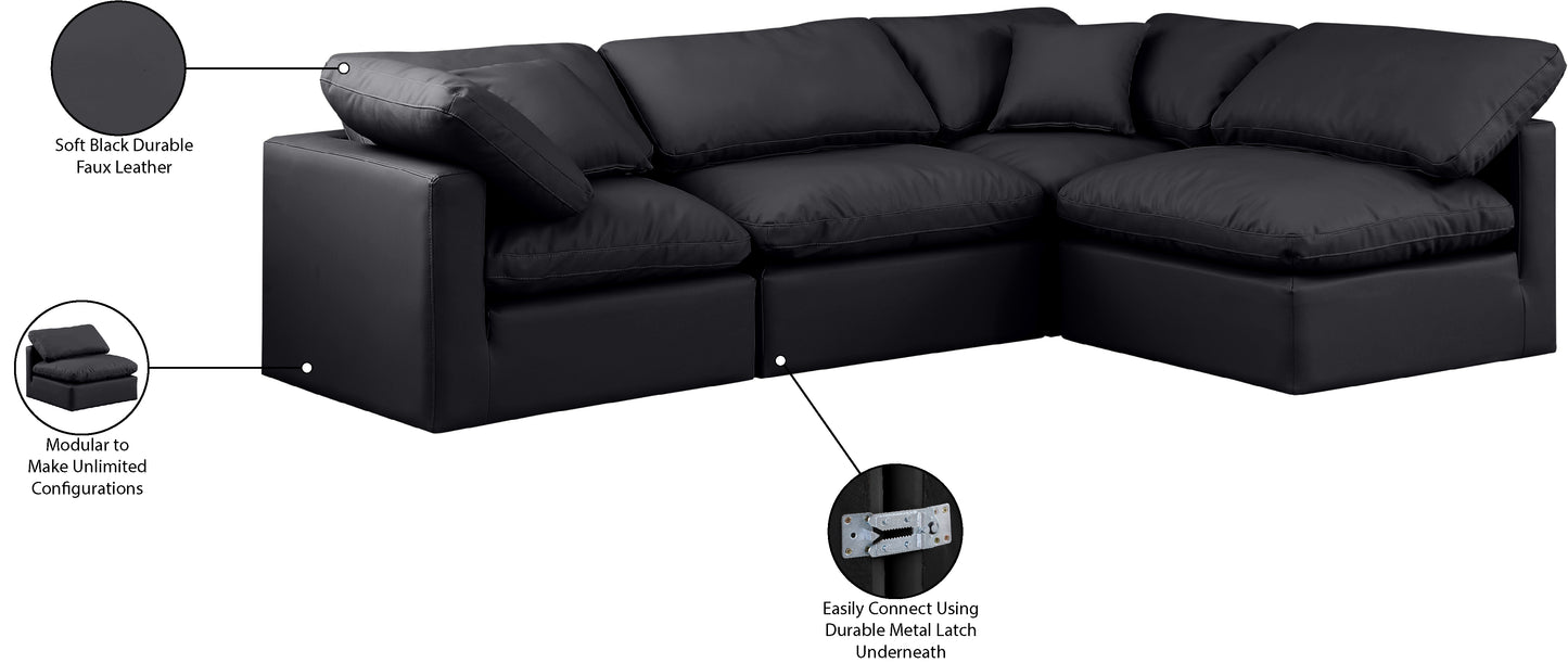 luxus black faux leather modular sectional sec4b