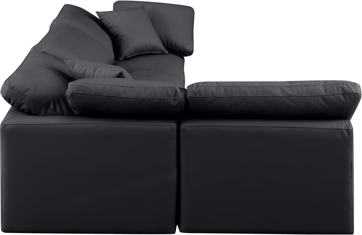 luxus black faux leather modular sectional sec4b