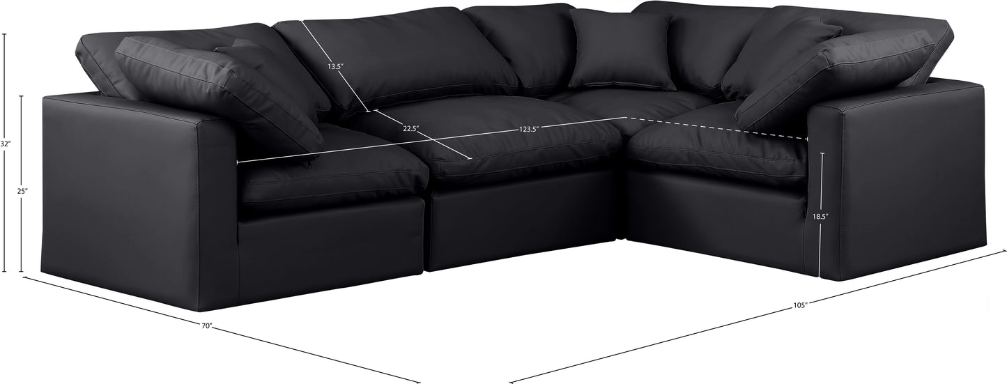 luxus black faux leather modular sectional sec4c