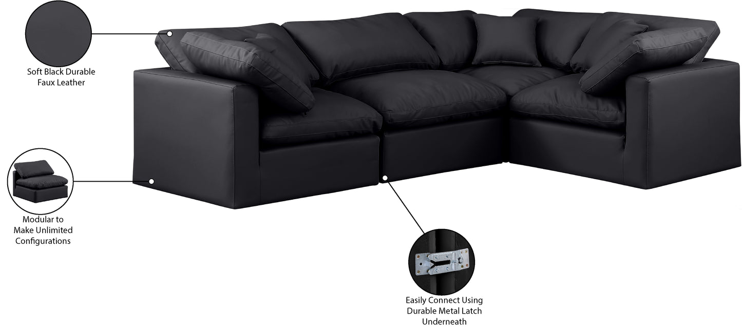 luxus black faux leather modular sectional sec4c