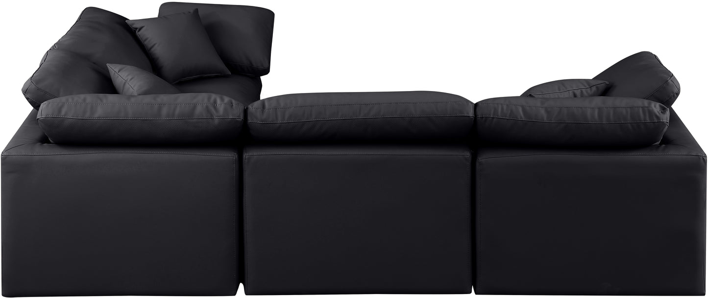 luxus black faux leather modular sectional sec4c