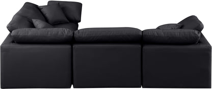 Luxus Black Faux Leather Modular Sectional Sec4C