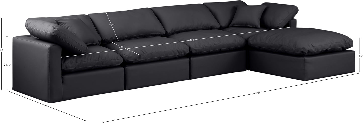 luxus black faux leather modular sectional sec5a