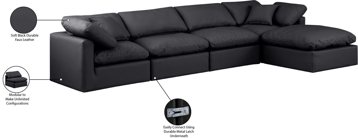 luxus black faux leather modular sectional sec5a