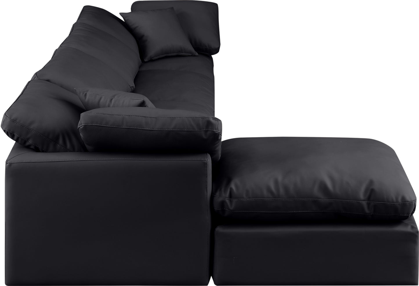 luxus black faux leather modular sectional sec5a