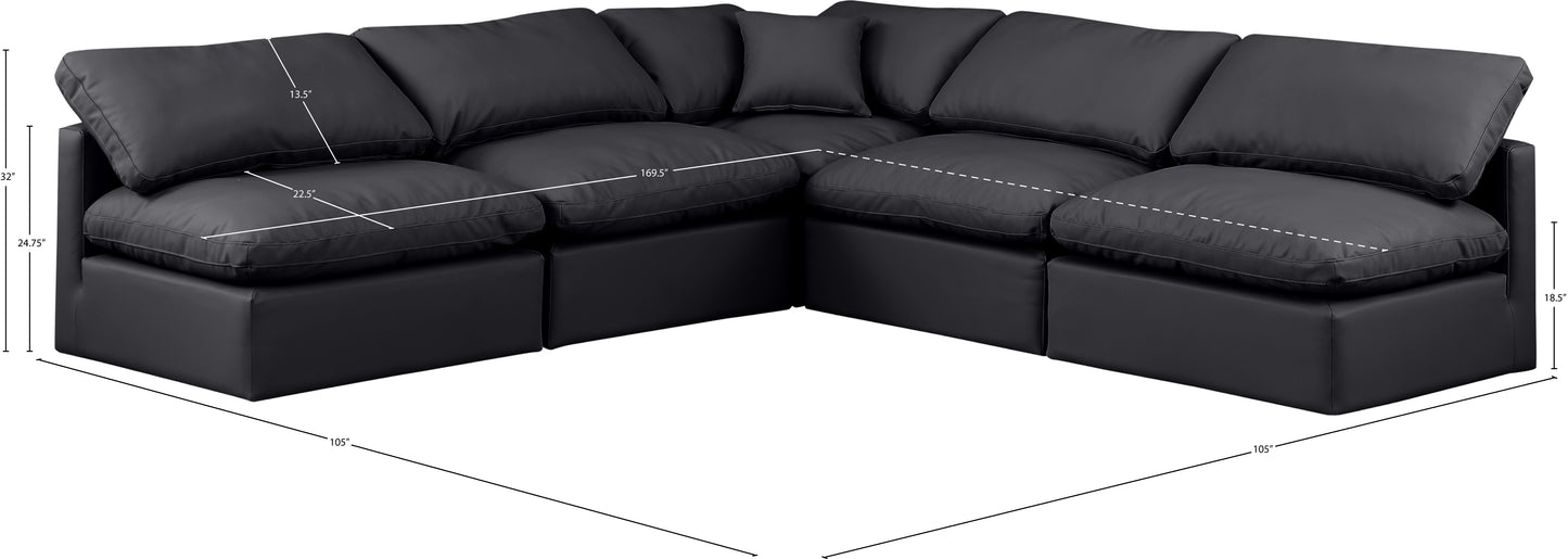 luxus black faux leather modular sectional sec5b