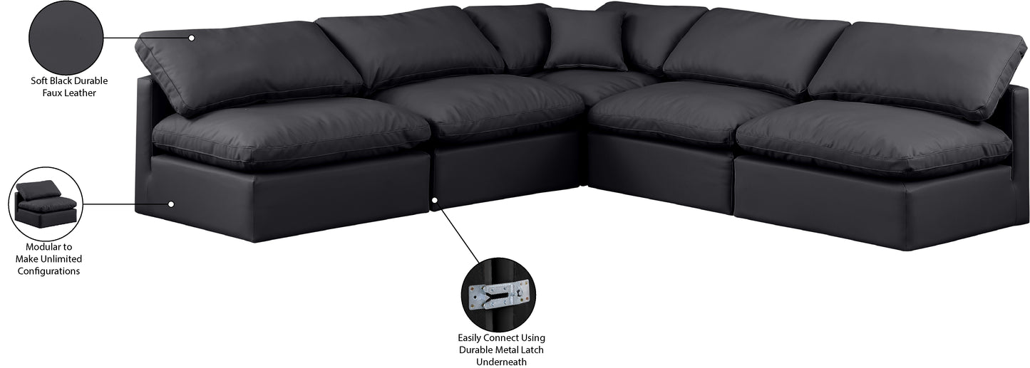 luxus black faux leather modular sectional sec5b