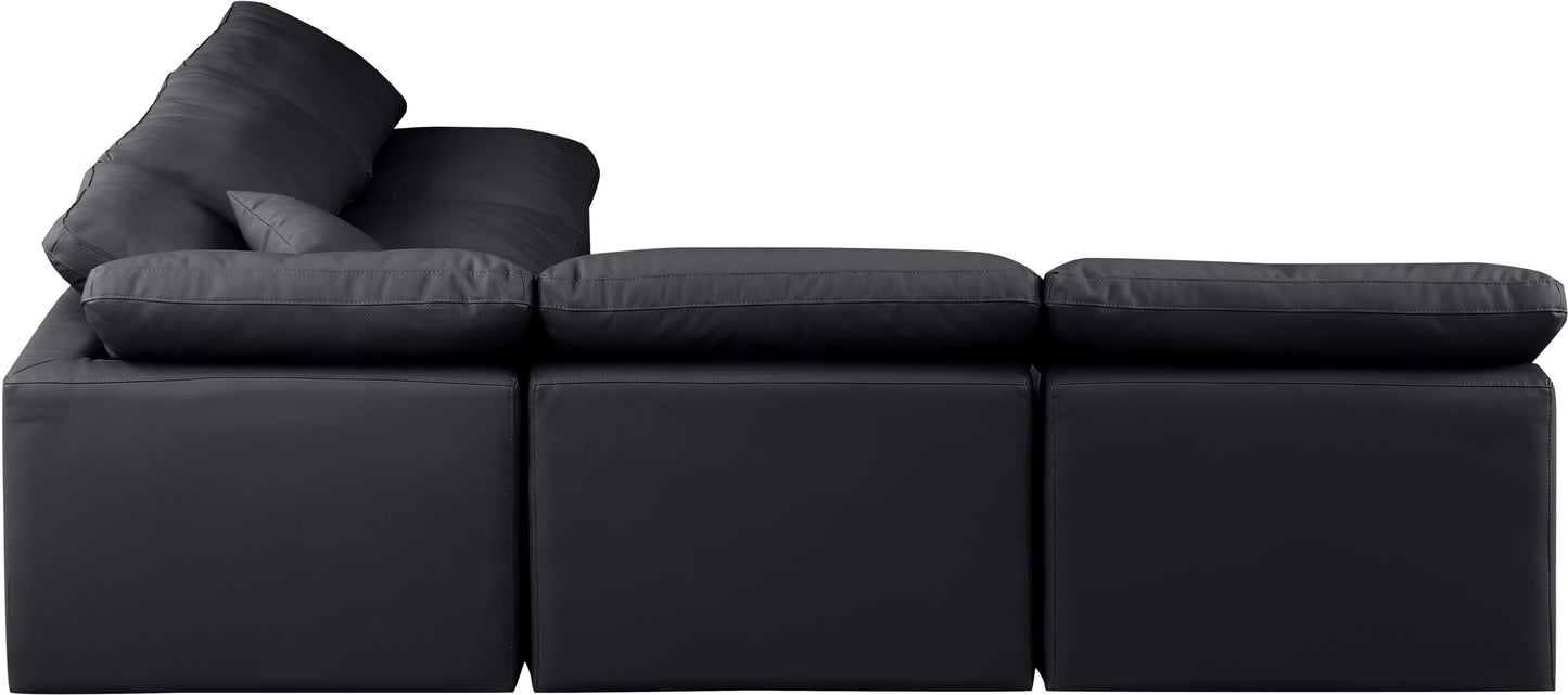 luxus black faux leather modular sectional sec5b