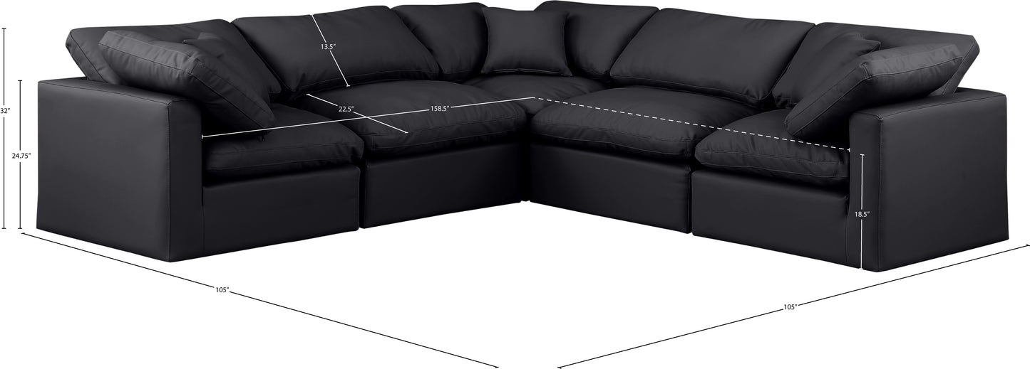 luxus black faux leather modular sectional sec5c